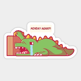 Dinosaur Working Funny Sticker